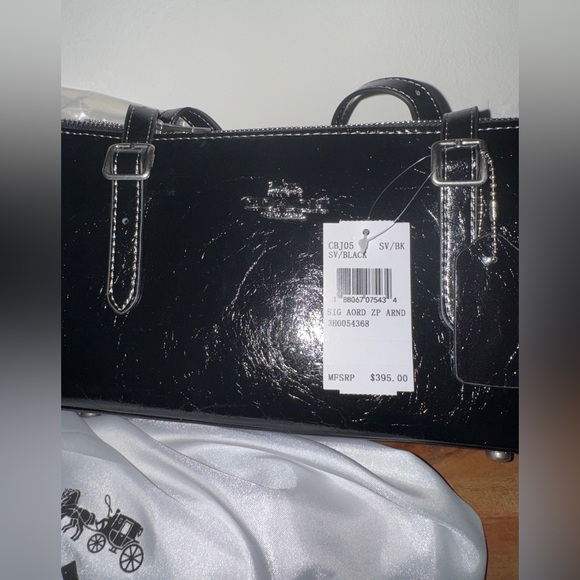 NWT Coach Asher Shoulder Bag CBJ05 in Glazed Leathe Silver/Black - Picture 5 of 10